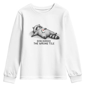 Funny Raccoon Mahjong Lovers Youth Sweatshirt Discarded The Wrong Tile