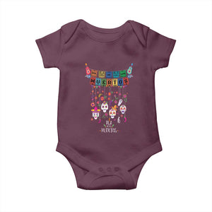 Dia De Los Muertos Funny Day Of The Dead Baby Onesie Hanging Sugar Skull Skulls Halloween TS10 Maroon Print Your Wear
