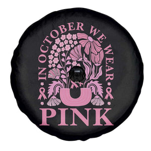 Breast Cancer Awareness Month Spare Tire Cover Boho Floral Vintage Floral Pink Ribbon TS10 Print Your Wear