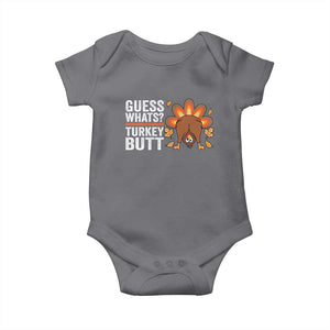 Funny Thanksgiving Baby Onesie Guess What Turkey Butt Retro TS10 Charcoal Print Your Wear
