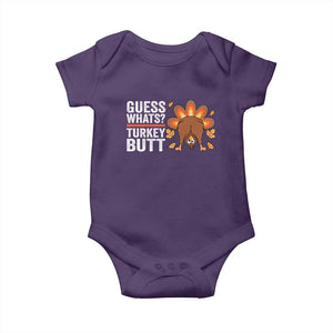 Funny Thanksgiving Baby Onesie Guess What Turkey Butt Retro TS10 Purple Print Your Wear