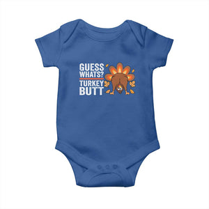 Funny Thanksgiving Baby Onesie Guess What Turkey Butt Retro TS10 Royal Blue Print Your Wear