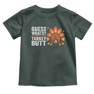Funny Thanksgiving Baby Shirt Guess What Turkey Butt Retro TS10 Dark Forest Green Print Your Wear