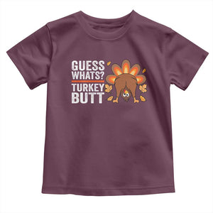 Funny Thanksgiving Baby Shirt Guess What Turkey Butt Retro TS10 Maroon Print Your Wear