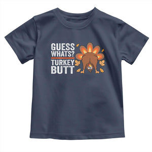 Funny Thanksgiving Baby Shirt Guess What Turkey Butt Retro TS10 Navy Print Your Wear