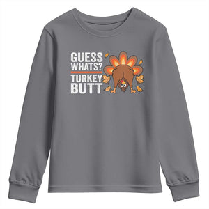 Funny Thanksgiving Youth Sweatshirt Guess What Turkey Butt Retro TS10 Charcoal Print Your Wear