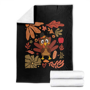 Thanksgiving Turkey Throw Blanket Retro Boho Floral Fall TS10 Black Print Your Wear