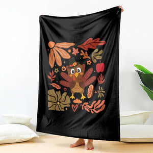 Thanksgiving Turkey Throw Blanket Retro Boho Floral Fall TS10 Print Your Wear