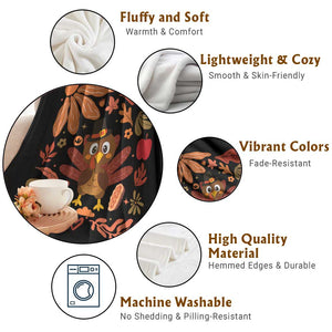 Thanksgiving Turkey Throw Blanket Retro Boho Floral Fall TS10 Print Your Wear