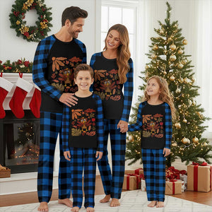 Thanksgiving Turkey Plaid Pajama Set Retro Boho Floral Fall TS10 Blue Plaid Print Your Wear