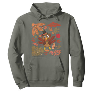 Thanksgiving Turkey Hoodie Retro Boho Floral Fall TS10 Military Green Print Your Wear