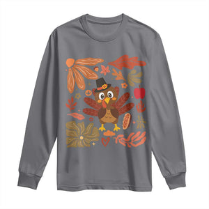 Thanksgiving Turkey Long Sleeve Shirt Retro Boho Floral Fall TS10 Charcoal Print Your Wear