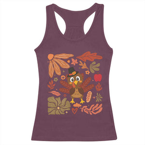 Thanksgiving Turkey Racerback Tank Top Retro Boho Floral Fall TS10 Maroon Print Your Wear