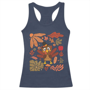 Thanksgiving Turkey Racerback Tank Top Retro Boho Floral Fall TS10 Navy Print Your Wear