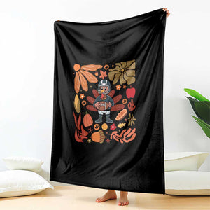 Thanksgiving Turkey And Touchdowns Football Throw Blanket Boho Floral Game Day Fall Vibes TS10 Print Your Wear