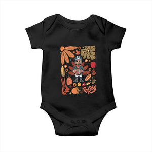 Thanksgiving Turkey And Touchdowns Football Baby Onesie Boho Floral Game Day Fall Vibes TS10 Black Print Your Wear
