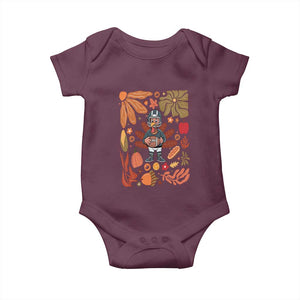 Thanksgiving Turkey And Touchdowns Football Baby Onesie Boho Floral Game Day Fall Vibes TS10 Maroon Print Your Wear