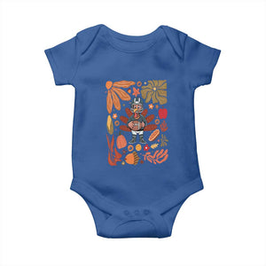 Thanksgiving Turkey And Touchdowns Football Baby Onesie Boho Floral Game Day Fall Vibes TS10 Royal Blue Print Your Wear