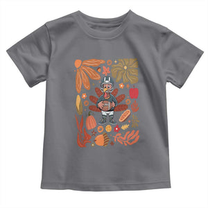 Thanksgiving Turkey And Touchdowns Football Baby Shirt Boho Floral Game Day Fall Vibes TS10 Charcoal Print Your Wear
