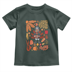 Thanksgiving Turkey And Touchdowns Football Baby Shirt Boho Floral Game Day Fall Vibes TS10 Dark Forest Green Print Your Wear