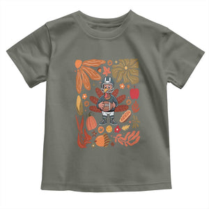 Thanksgiving Turkey And Touchdowns Football Baby Shirt Boho Floral Game Day Fall Vibes TS10 Military Green Print Your Wear