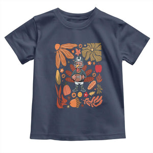 Thanksgiving Turkey And Touchdowns Football Baby Shirt Boho Floral Game Day Fall Vibes TS10 Navy Print Your Wear