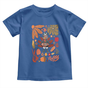 Thanksgiving Turkey And Touchdowns Football Baby Shirt Boho Floral Game Day Fall Vibes TS10 Royal Blue Print Your Wear
