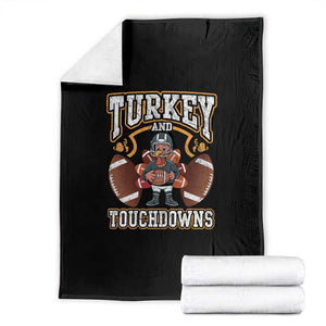 Thanksgiving Turkey And Touchdowns Football Throw Blanket Game Day TS10 Black Print Your Wear