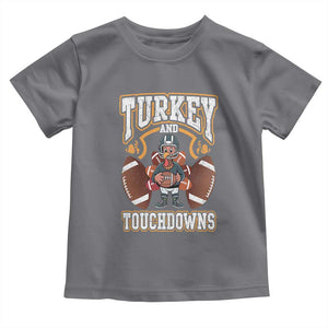 Thanksgiving Turkey And Touchdowns Football Baby Shirt Game Day TS10 Charcoal Print Your Wear