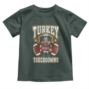 Thanksgiving Turkey And Touchdowns Football Baby Shirt Game Day TS10 Dark Forest Green Print Your Wear
