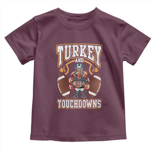 Thanksgiving Turkey And Touchdowns Football Baby Shirt Game Day TS10 Maroon Print Your Wear