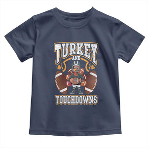 Thanksgiving Turkey And Touchdowns Football Baby Shirt Game Day TS10 Navy Print Your Wear