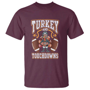 Thanksgiving Turkey And Touchdowns Football T Shirt Game Day TS10 Maroon Print Your Wear