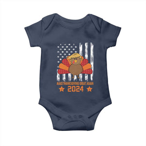 Funny Thanksgiving Trump 2024 Baby Onesie USA Make Thanksgivings Great Again Turkey Fall Autumn Season TS10 Navy Print Your Wear