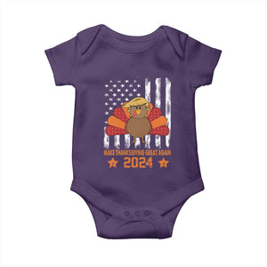 Funny Thanksgiving Trump 2024 Baby Onesie USA Make Thanksgivings Great Again Turkey Fall Autumn Season TS10 Purple Print Your Wear