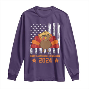 Funny Thanksgiving Trump 2024 Long Sleeve Shirt USA Make Thanksgivings Great Again Turkey Fall Autumn Season TS10 Purple Print Your Wear