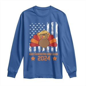 Funny Thanksgiving Trump 2024 Long Sleeve Shirt USA Make Thanksgivings Great Again Turkey Fall Autumn Season TS10 Royal Blue Print Your Wear