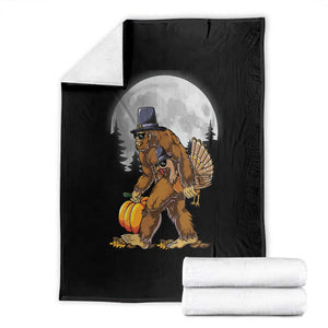 Bigfoot Pilgrim Turkey Pumpkin Thanksgiving Day Throw Blanket Sasquatch TS10 Black Print Your Wear