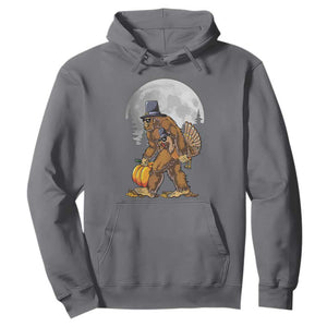 Bigfoot Pilgrim Turkey Pumpkin Thanksgiving Day Hoodie Sasquatch TS10 Charcoal Print Your Wear