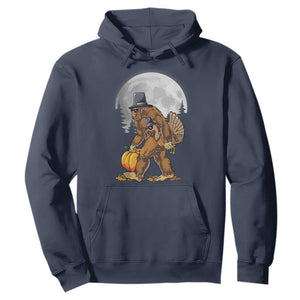 Bigfoot Pilgrim Turkey Pumpkin Thanksgiving Day Hoodie Sasquatch TS10 Navy Print Your Wear