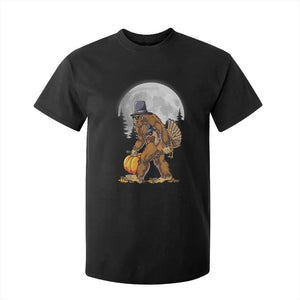 Bigfoot Pilgrim Turkey Pumpkin Thanksgiving Day T Shirt For Kid Sasquatch TS10 Black Print Your Wear