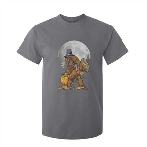 Bigfoot Pilgrim Turkey Pumpkin Thanksgiving Day T Shirt For Kid Sasquatch TS10 Charcoal Print Your Wear