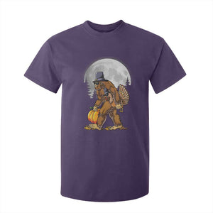 Bigfoot Pilgrim Turkey Pumpkin Thanksgiving Day T Shirt For Kid Sasquatch TS10 Purple Print Your Wear