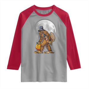 Bigfoot Pilgrim Turkey Pumpkin Thanksgiving Day Raglan Shirt Sasquatch TS10 Sport Gray Red Print Your Wear