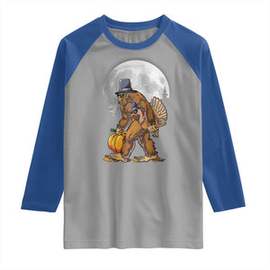 Bigfoot Pilgrim Turkey Pumpkin Thanksgiving Day Raglan Shirt Sasquatch TS10 Sport Gray Royal Print Your Wear