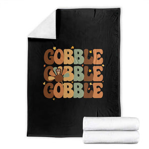 Thanksgiving Gobble Throw Blanket Fall Turkey Thankful Vibes TS10 Black Print Your Wear