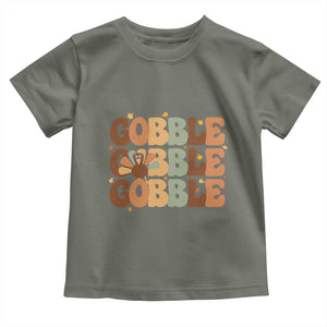 Thanksgiving Gobble Baby Shirt Fall Turkey Thankful Vibes TS10 Military Green Print Your Wear