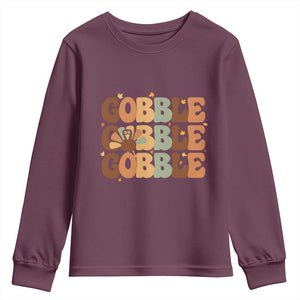 Thanksgiving Gobble Youth Sweatshirt Fall Turkey Thankful Vibes TS10 Maroon Print Your Wear