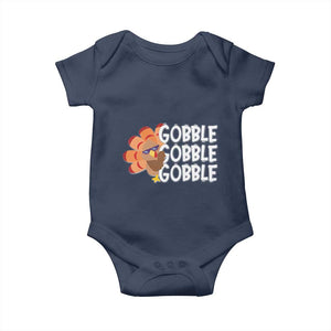 Thanksgiving Gobble Baby Onesie Turkey Day Thanksgiving Family TS10 Navy Print Your Wear