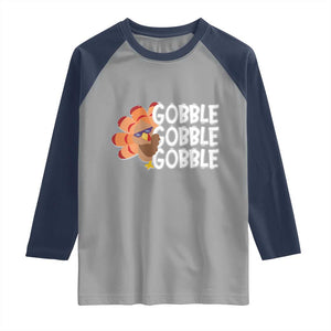 Thanksgiving Gobble Raglan Shirt Turkey Day Thanksgiving Family TS10 Sport Gray Navy Print Your Wear